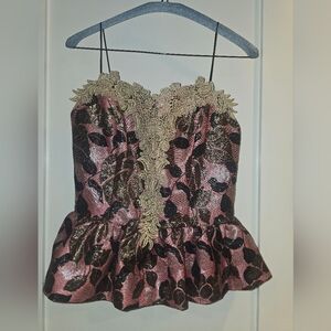 Manoush Metalic Peplum Zip Top